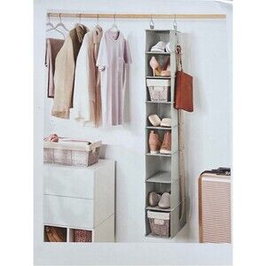 Brightroom 8 Shelf Hanging Closet Organizer Gray with Accessory Hooks 56"x7.5x14